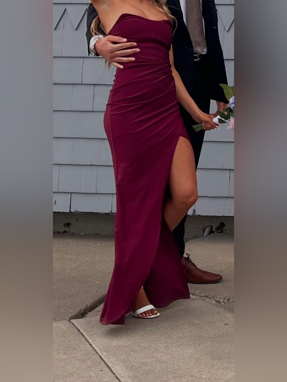 KATIA RAE Wine Corset Strapless Long Formal Prom Homecoming Dress XXS GUC